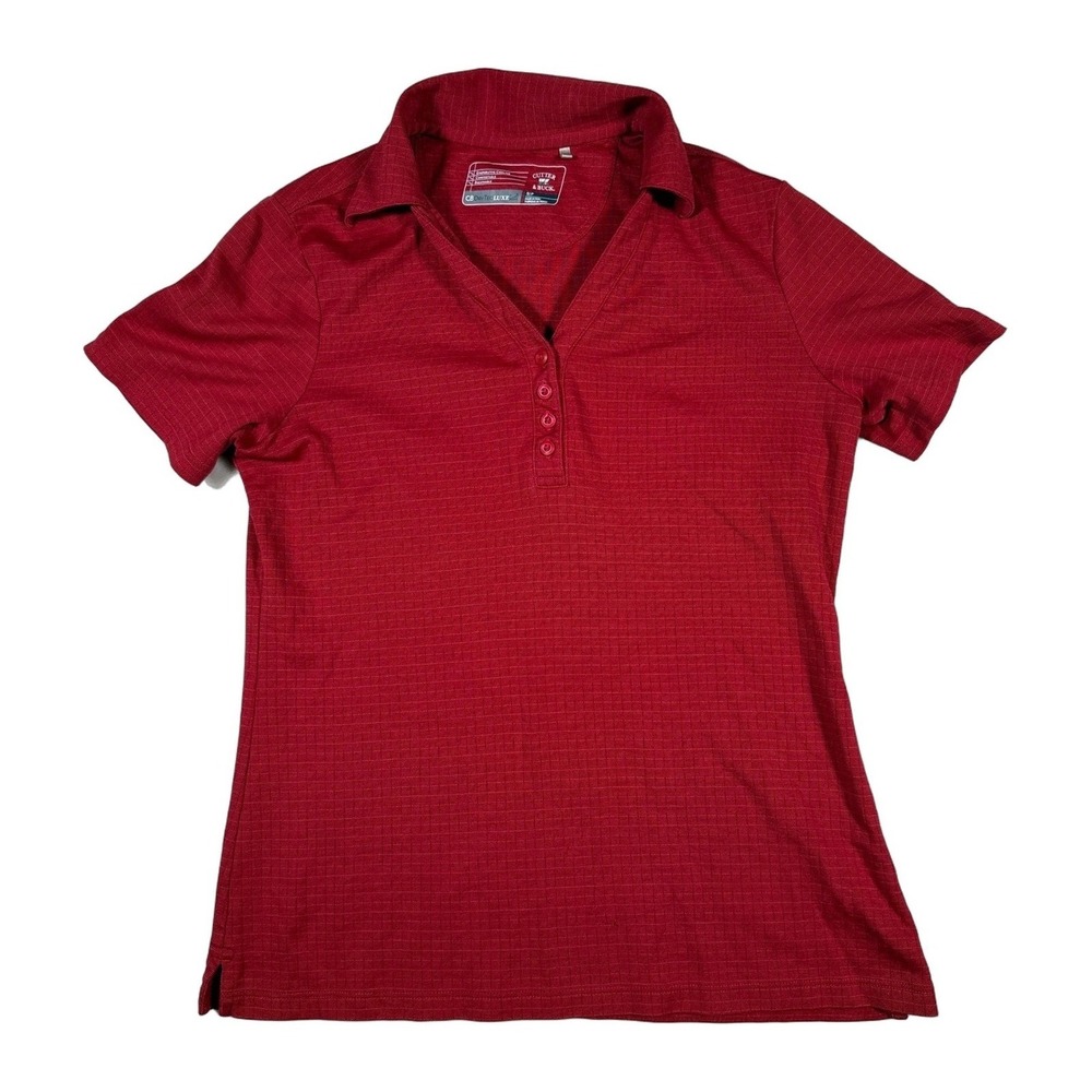 Cutter Buck Womens Red CB DryTec Luxe Polo Shirts Size S Short Sleeve Golf